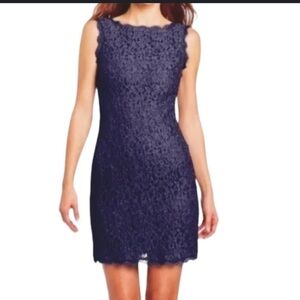 Adrianna Papell navy lace with zipper Midi Dress